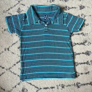 Kickee Pants Striped Blue Polo Short Sleeve Top Boys 3T